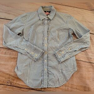 Lilly Pulitzer Womens Long Sleeve Button Up Shirt Size 8  Striped Ruffle Zebra